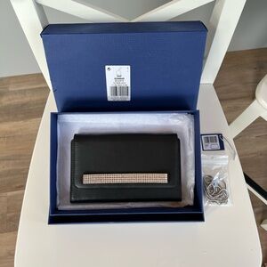 Swarovski Alice Genuine Leather Clutch with Detachable Strap Brand New